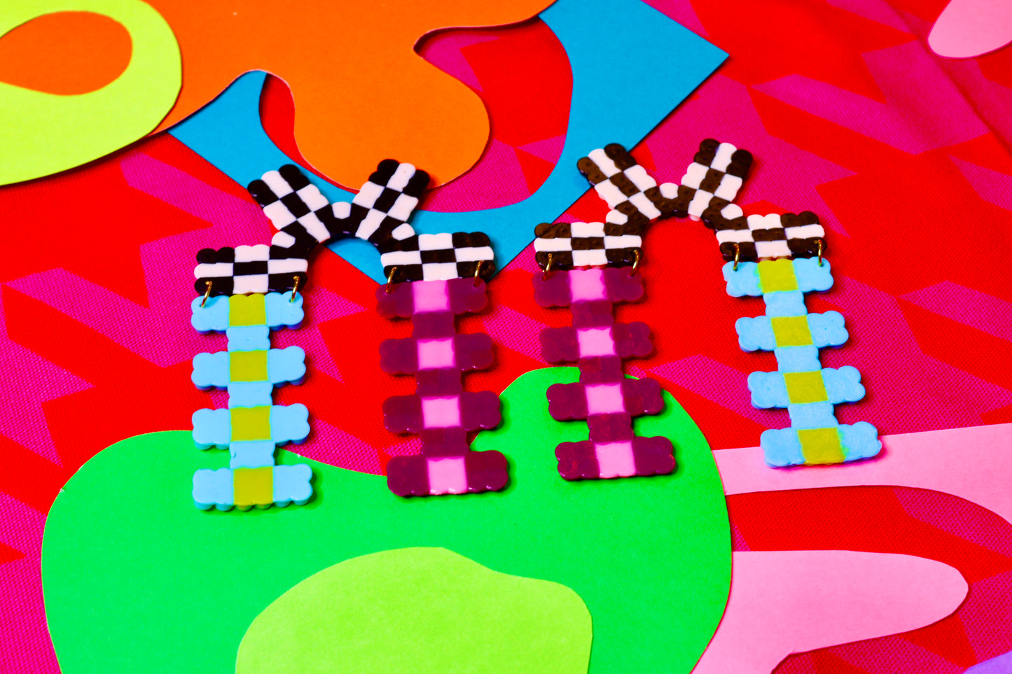 Funky Color-Block Statement Earrings