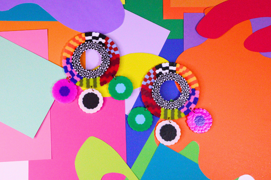 Multi-Colored Double Circle Statement Earrings