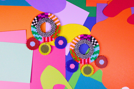 Multi-Colored Double Circle Statement Earrings II