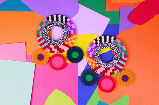 Multi-Colored Double Circle Statement Earrings III