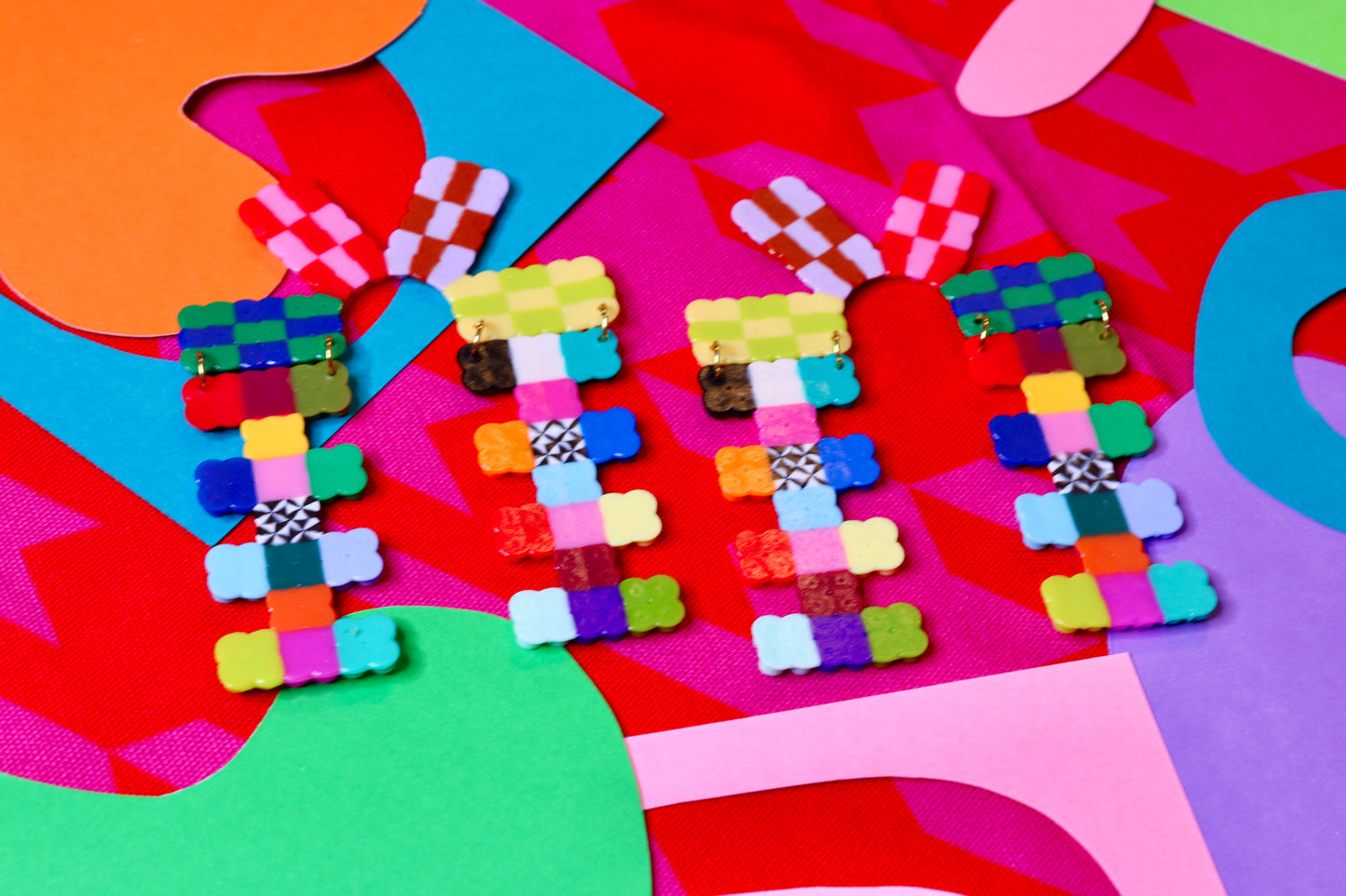 Funky Color-Block Statement Earrings II