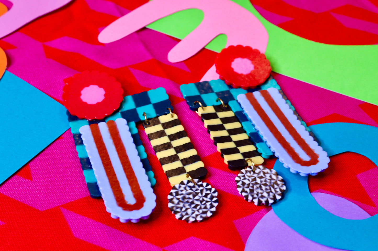 Mixed Patterned Statement Earrings